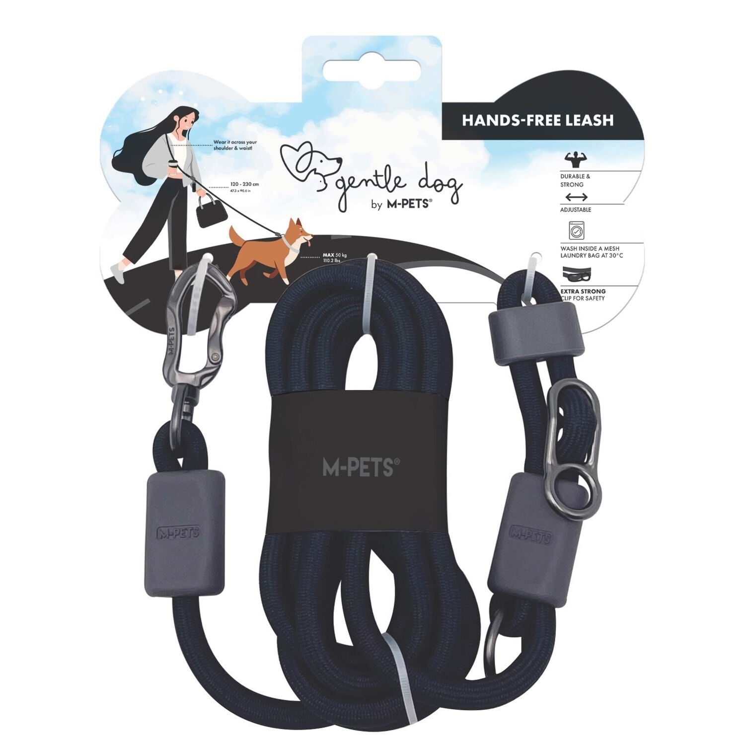 M-PETS GENTLE DOG FONKSİYONEL GEZDİRME TASMA BLACK