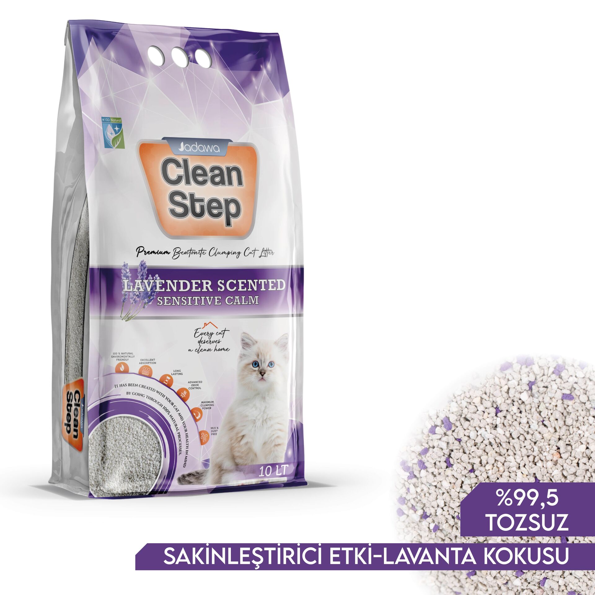 Clean Step Lavantalı Topaklanan Bentonit Kedi Kumu 10 Litre