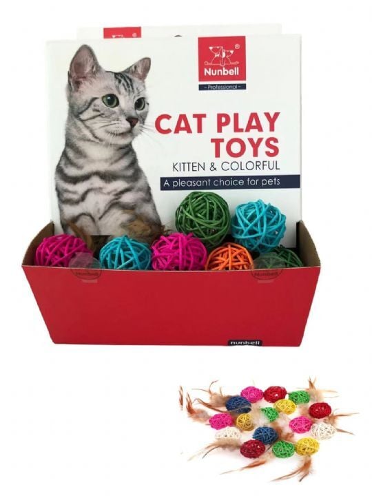Nunbell Kedi Oyuncağı Renkli Bambu Top