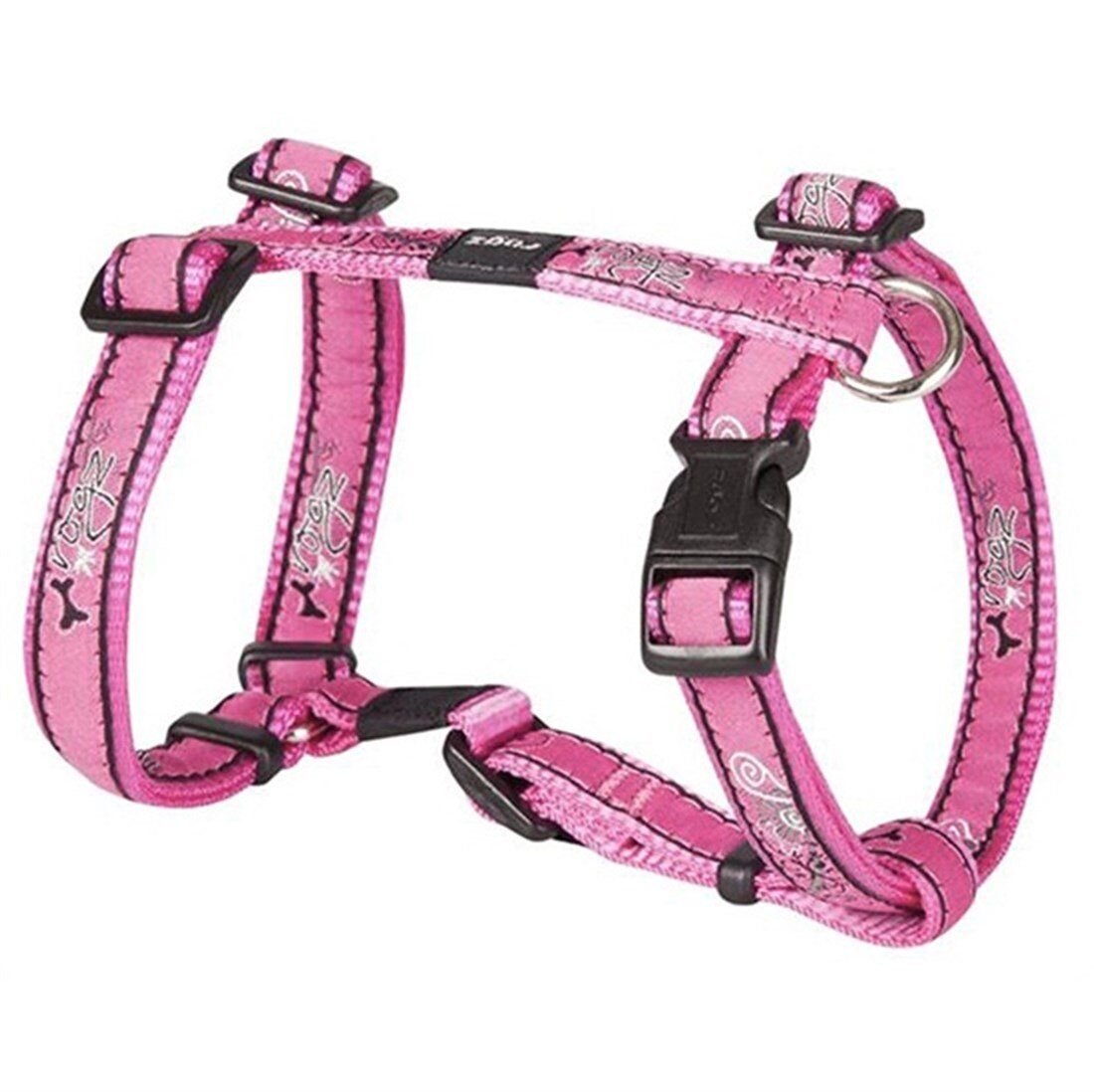 Kemik Desenli Pembe Göğüs Tasması XL