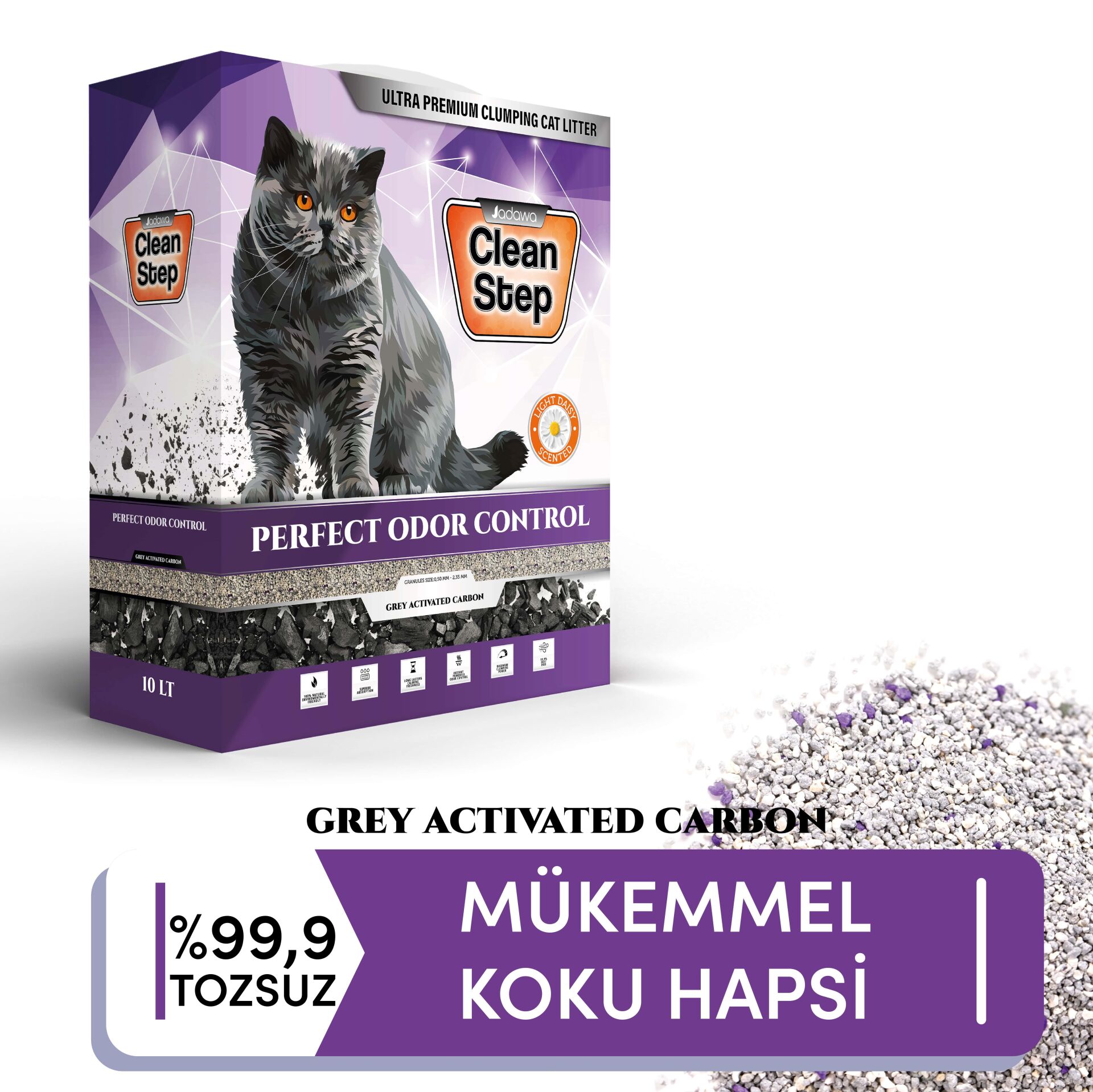 Clean Step Perfect Odor Control Aktif Karbonlu Mükemmel Koku Kontrolü Papatya Kokulu İnce Tane Topaklanan