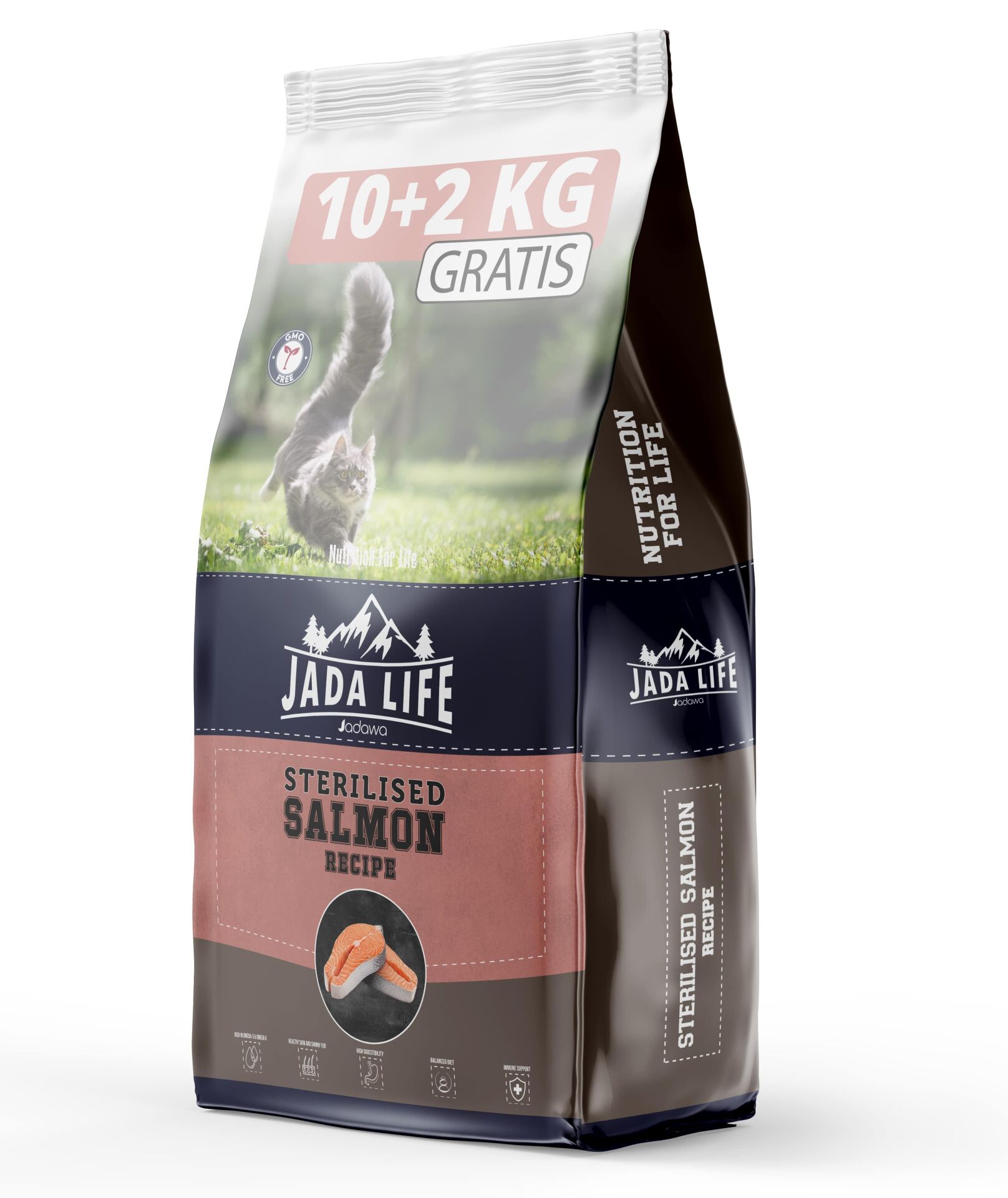 Jada Life Adult Sterilised Cat Food with Salmon Somonlu Kısır Kedi Maması 10+2 KG