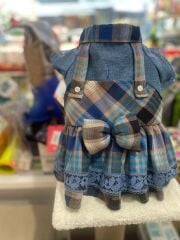 DOGZADE SLOPET ELBİSE MAVİ EKOSE SMALL