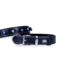 Doggie Konfor Deri Nazar Boncuklu Köpek Boyun Tasması – El Yapımı & Vegetal Deri