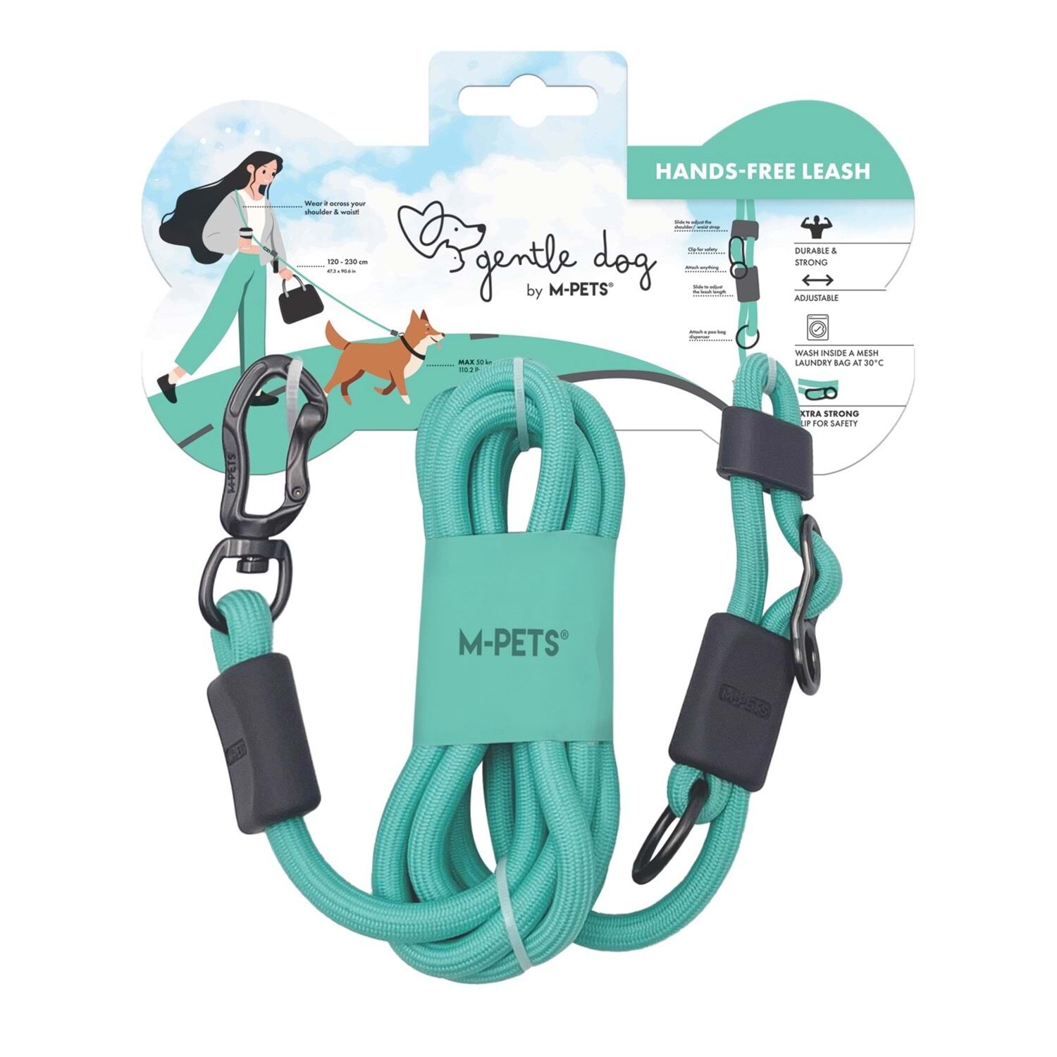 M-PETS GENTLE DOG FONKSİYONEL GEZDİRME TASMA GREEN