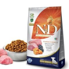 Kabaklı Kuzulu ve Yaban Mersinli Küçük Irk Tahılsız Yavru Köpek Maması 2,5kg