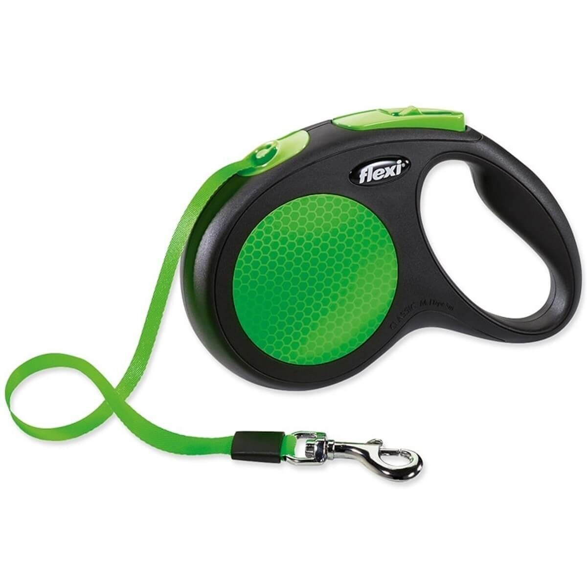 Flexi New Neon Otomatik Şerit Köpek Gezdirme Kayışı – 5 m (Yeşil) [M]