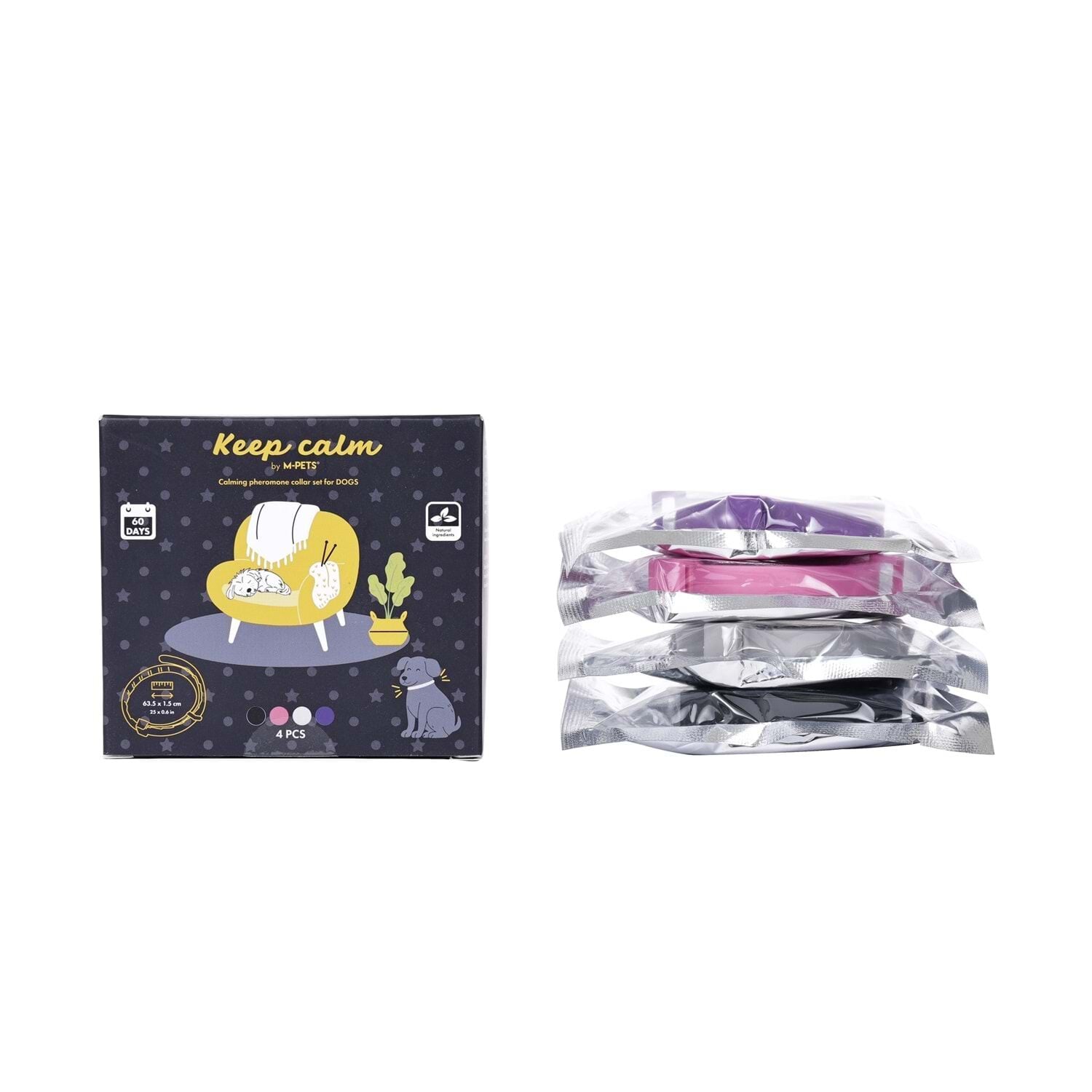 M-PETS KEEP CALM CALMİNG SAKİNLEŞTİCİ KÖPEK TASMASI 4LÜ MİX COLOR