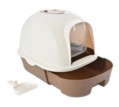 PETLUXE KAHVERENGİ ÇEKMECELİ KEDİ TUVALETİ KÜREKLİ