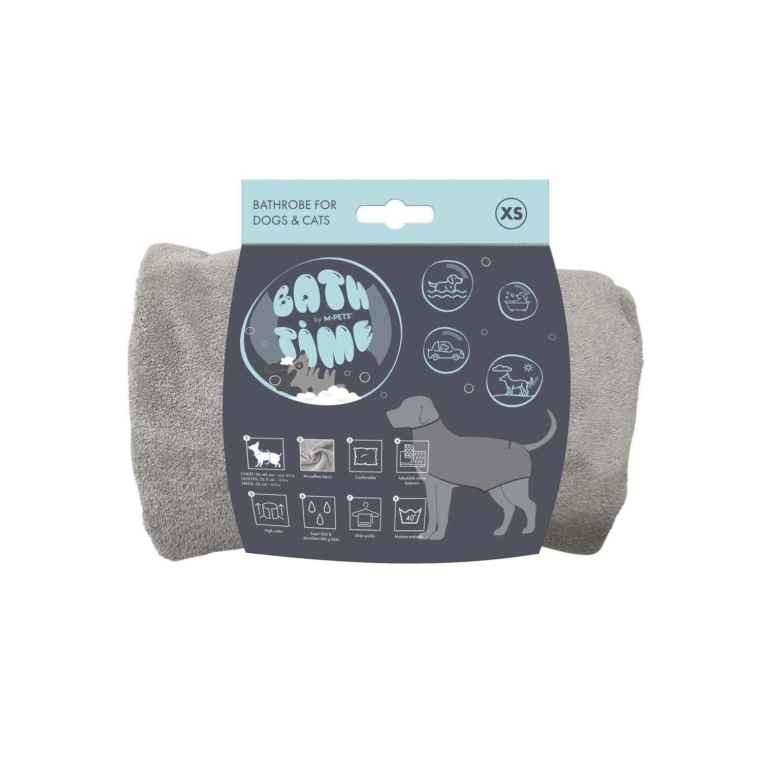 M-PETS BATH TİME KÖPEKLER İÇİN BORNOZ (XS)