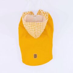 Yellow Gingham Hooded Polo Shirt S
