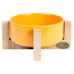 Ozark Ahşap “Seramik” Mama ve Su Kabı Seti – Hardal