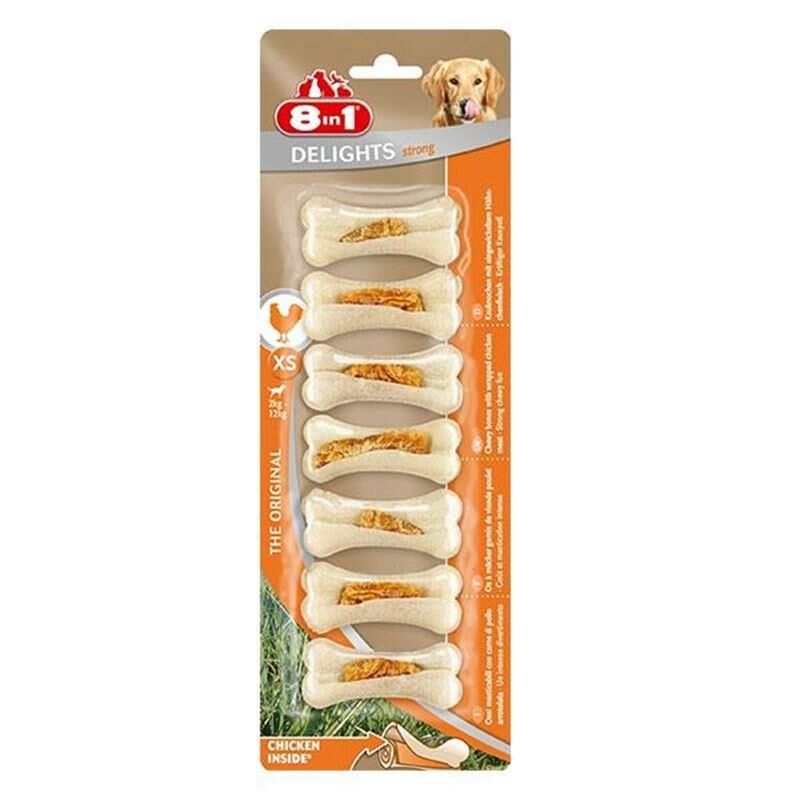 Delights Strong Tavuklu Deri Köpek Kemiği XS 7'Li