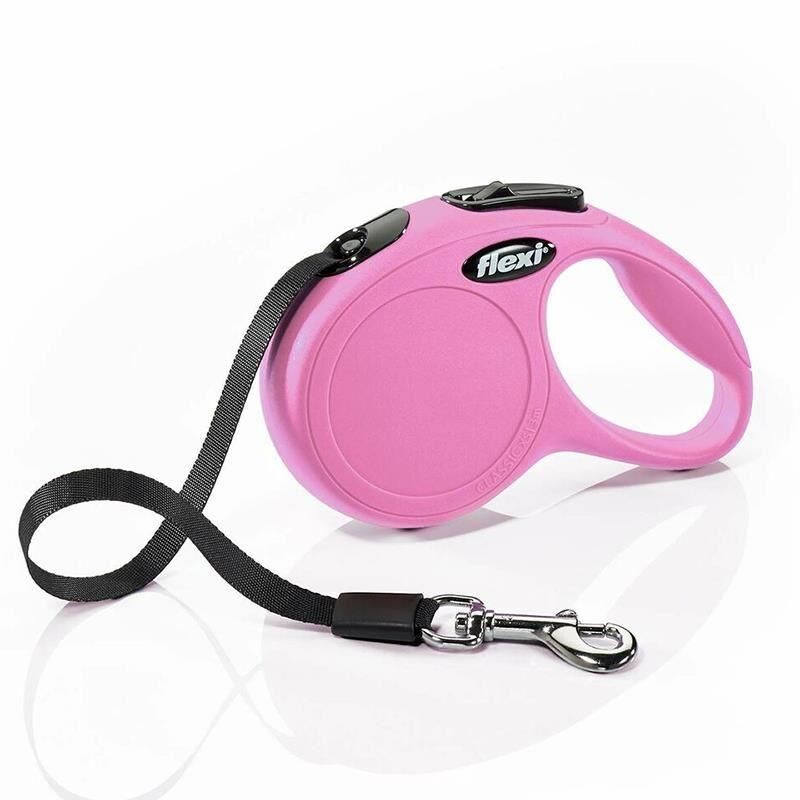 Flexi New Classic Otomatik Şerit Köpek Gezdirme Kayışı Pembe – 3 m (XS)