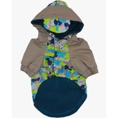 Pawstar Bej Kamuflaj Büyük Irk Köpek Yağmurluğu (Su Geçirmez, Mikro Astar)