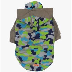 Pawstar Bej Kamuflaj Büyük Irk Köpek Yağmurluğu (Su Geçirmez, Mikro Astar)