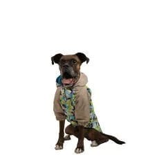 Pawstar Bej Kamuflaj Büyük Irk Köpek Yağmurluğu (Su Geçirmez, Mikro Astar)