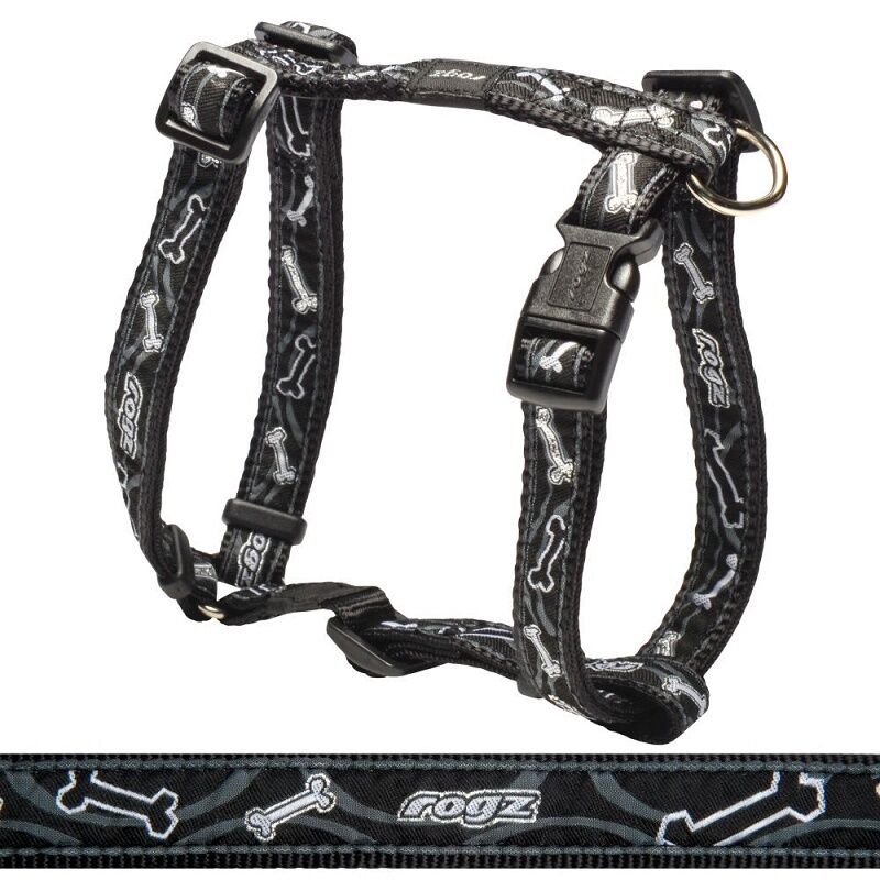 Rogz Black Bone Köpek Göğüs Tasması 23-37cm S