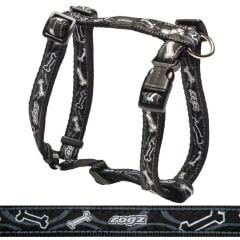 Rogz Black Bone Köpek Göğüs Tasması – Small (23–37 cm)