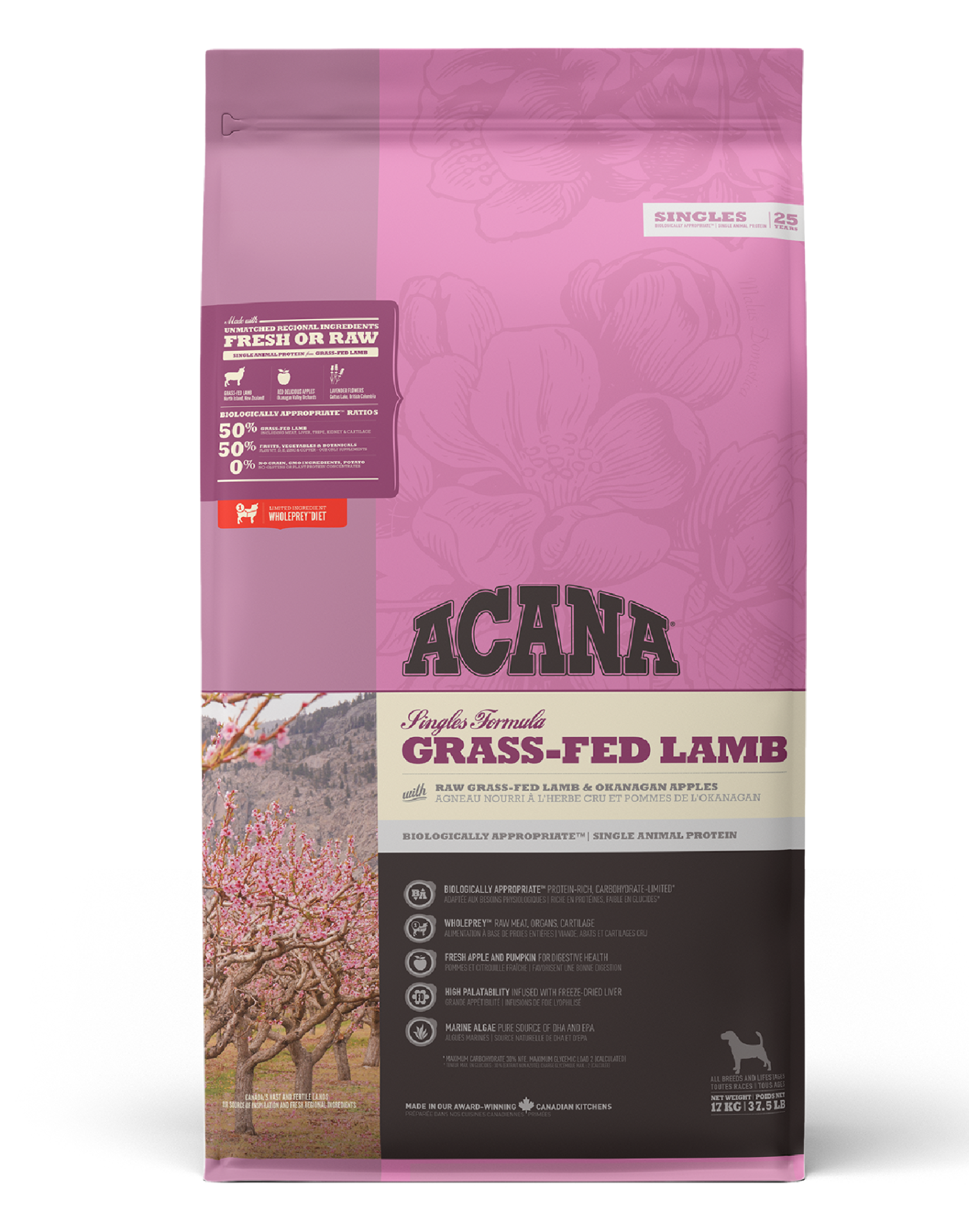 Singles  Grass-Fed Lamb Tüm Irk ve Yaşam Evreleri için Köpek Maması 17kg