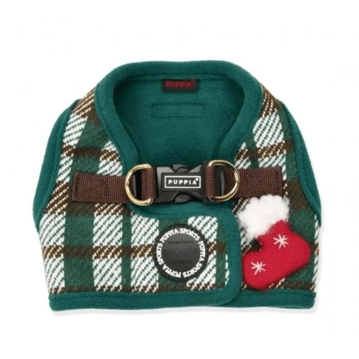 PUPPIA FESTIVE HARNESS A/GREEN/S
