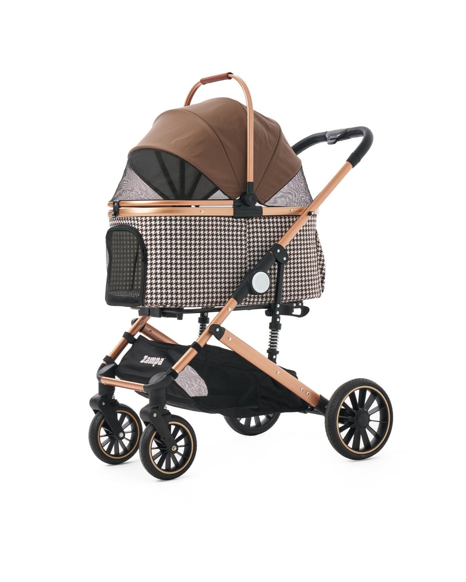 Zampa Vector Kedi ve Köpek Arabası – Köpek Puseti – Kahverengi – 20 kg Taşıma Kapasiteli – 35×87×101 cm