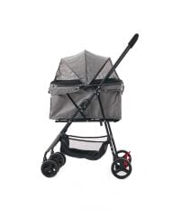 Zampa Flux Kedi ve Köpek Arabası – Köpek Puseti – Gri – 15 kg Taşıma Kapasiteli – 45×63×93 cm