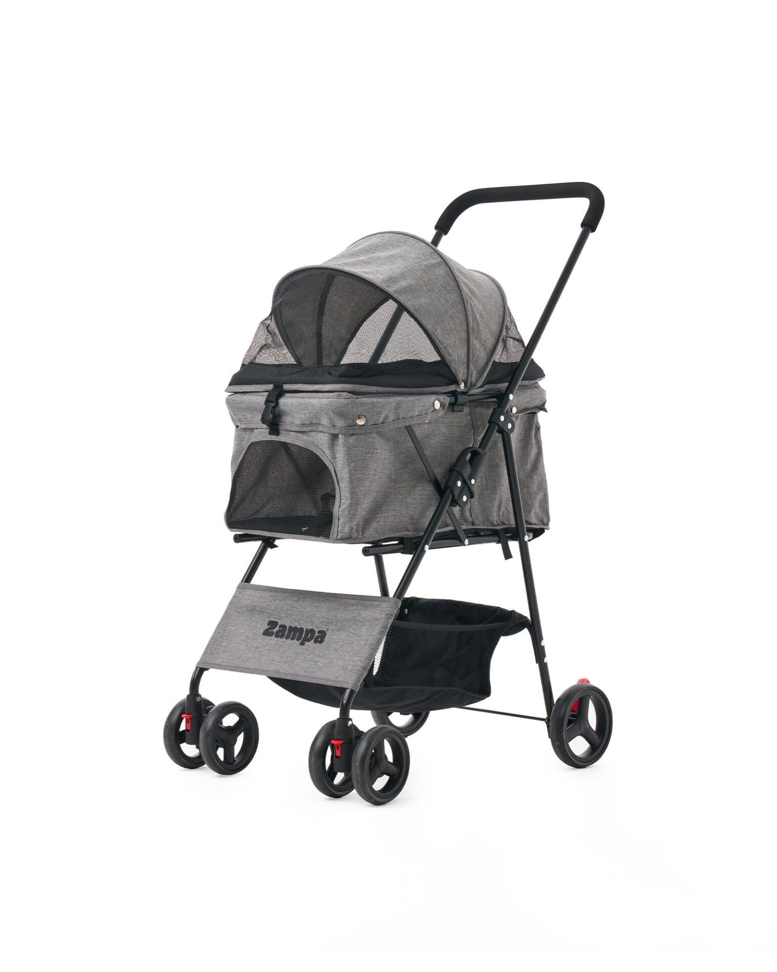 Zampa Flux Kedi ve Köpek Arabası – Köpek Puseti – Gri – 15 kg Taşıma Kapasiteli – 45×63×93 cm