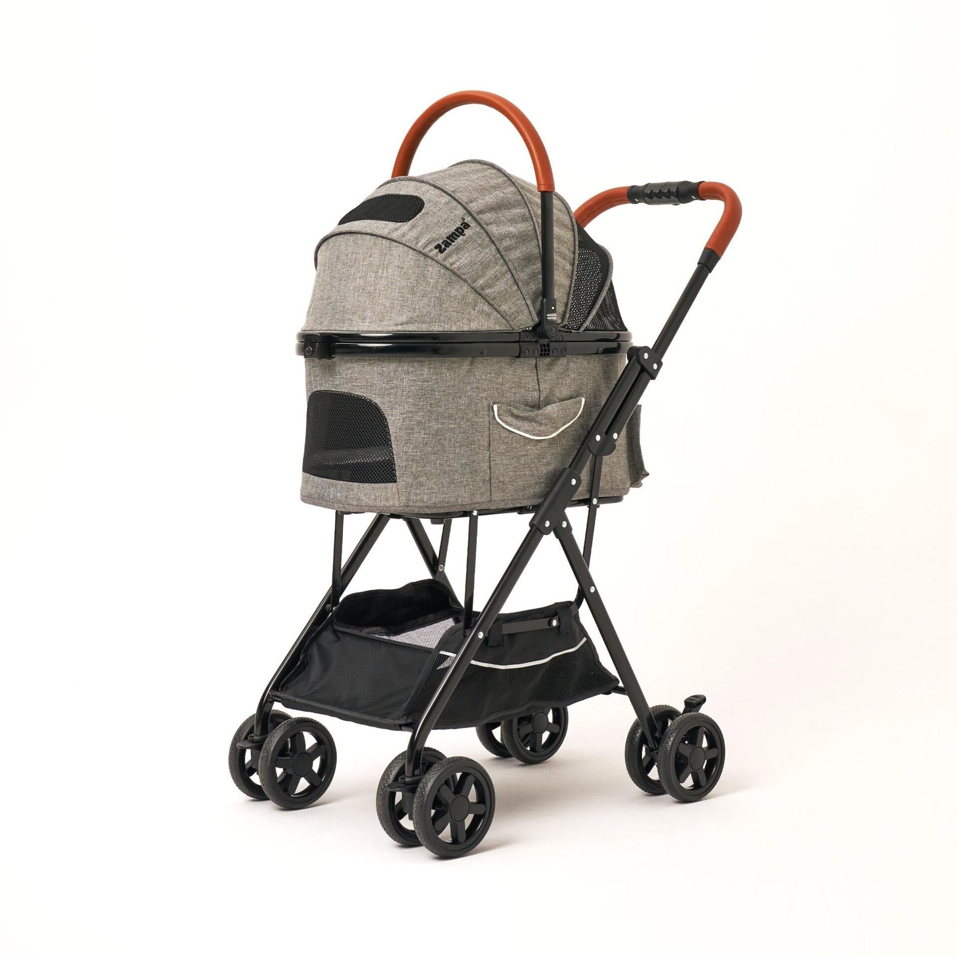 Zampa Bottas Kedi ve Köpek Arabası – Köpek Puseti – Gri – 15 kg Taşıma Kapasiteli – 48×80×99 cm