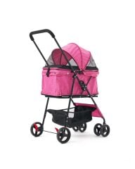 Zampa Flux Kedi ve Köpek Arabası – Köpek Puseti – Pembe – 15 kg Taşıma Kapasiteli – 45×63×93 cm