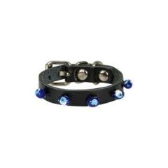 Gerçek Deriden El Yapımı Boncuklu Kedi Boyun Tasması Siyah - 3