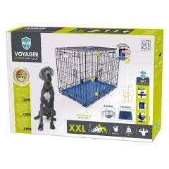 M-Pets Voyager Köpek Kafesi 2 Kapılı (XXL) Mavi 122x76x84 CM