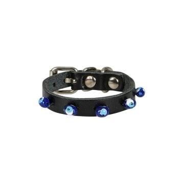 Gerçek Deriden El Yapımı Boncuklu Kedi Boyun Tasması Siyah - 5