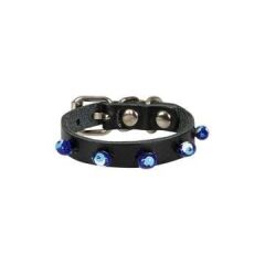 Gerçek Deriden El Yapımı Boncuklu Kedi Boyun Tasması Siyah - 5