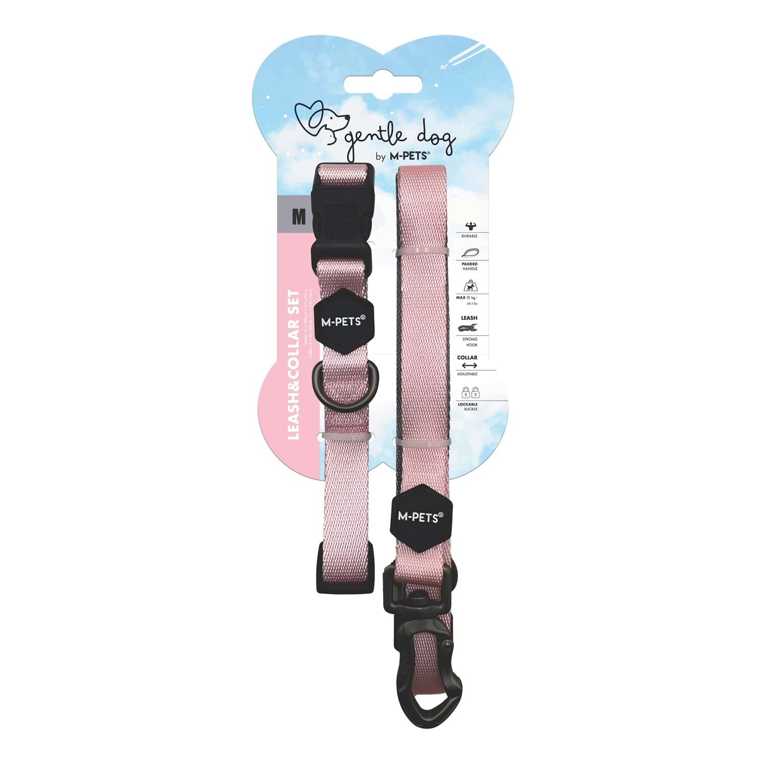 10853499 M-PETS GENTLE DOG BOYUN TASMASI ve GEZDİRME SET (M) PİNK