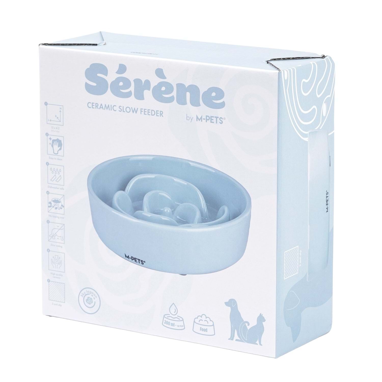 60532017 M-PETS SERENE ROSE SERAMİK YAVAŞ YEME MAMA KABI 300ML LIGHT BLUE