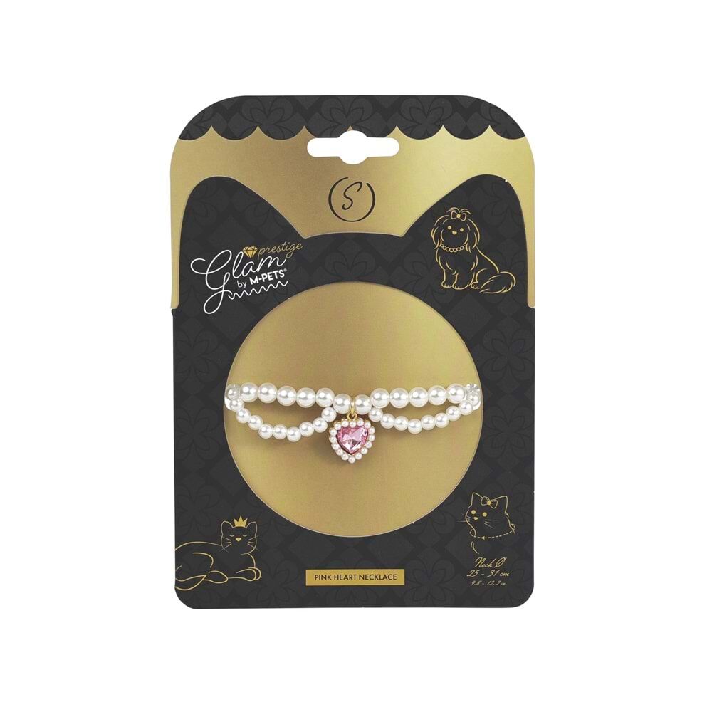 M-PETS GLAM PRESTİGE AKSESUAR KALP KOLYE PEMBE (S)