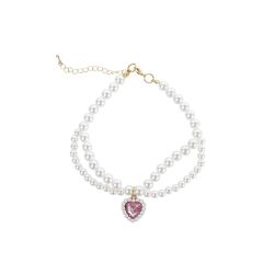 M-PETS GLAM PRESTİGE AKSESUAR KALP KOLYE PEMBE (S)