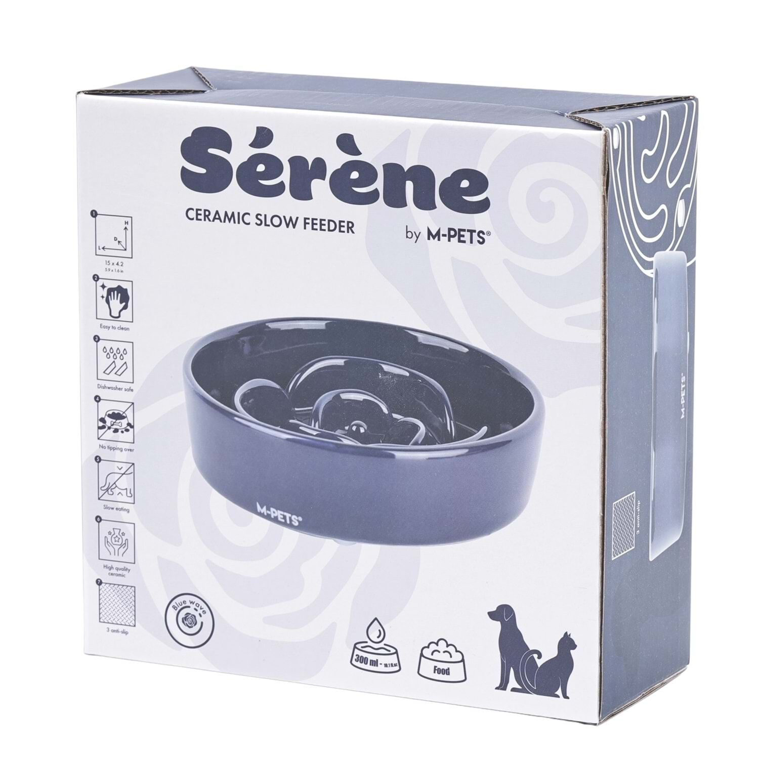 60532117 M-PETS SERENE ROSE SERAMİK YAVAŞ YEME MAMA KABI 300ML DARK BLUE