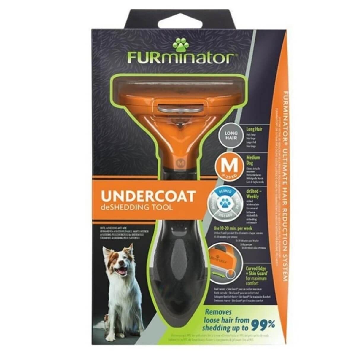 Furminator Köpek Tarağı - Uzun Tüylü Orta Irk Köpekler için - M