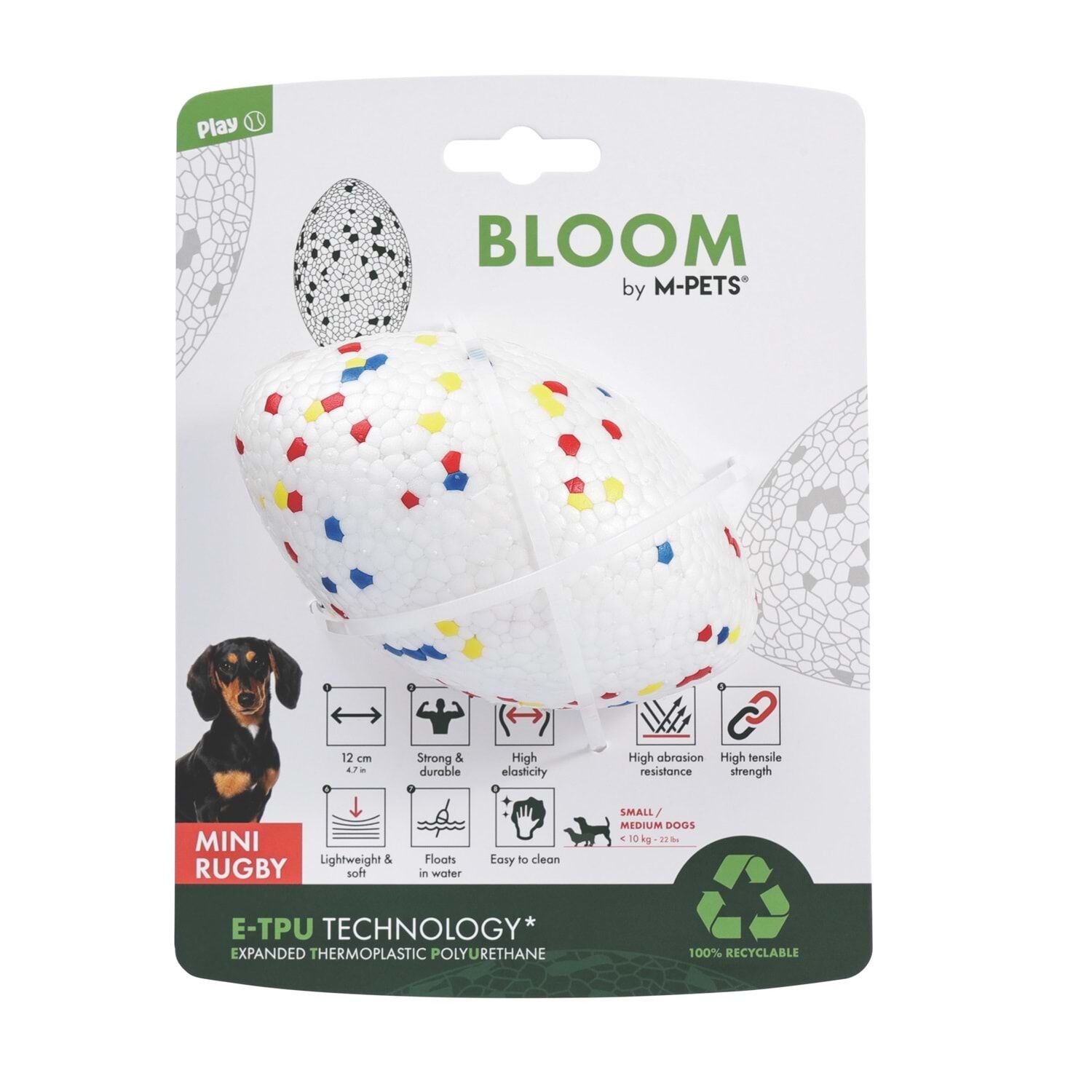 M-PETS BLOOM MİNİ RUGBY PARÇALANMAZ RUGBY TOPU RED:/WHİTE