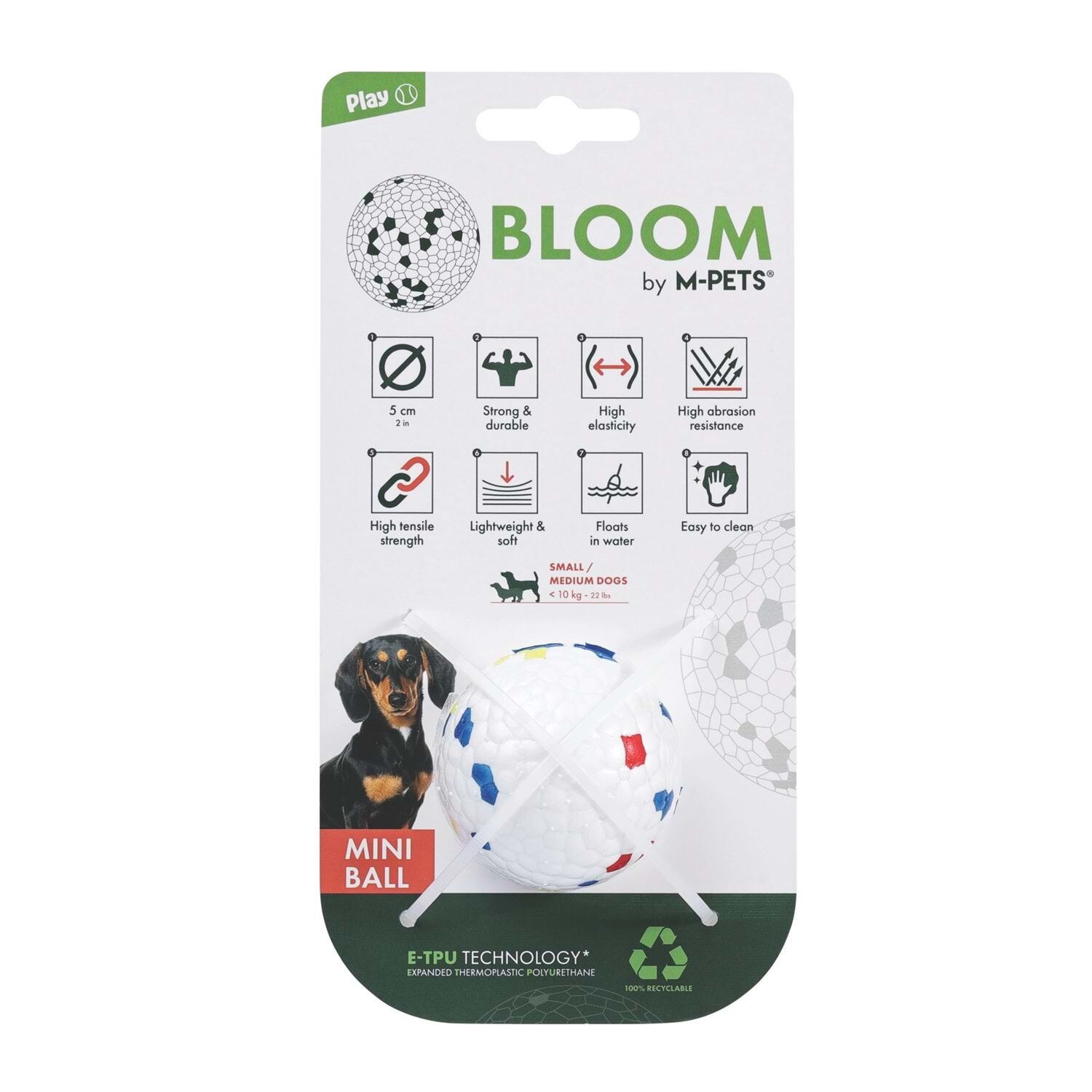 M-PETS BLOOM MİNİ BALL OYUN TOPU PARÇALANMAZ RED/WHİTE