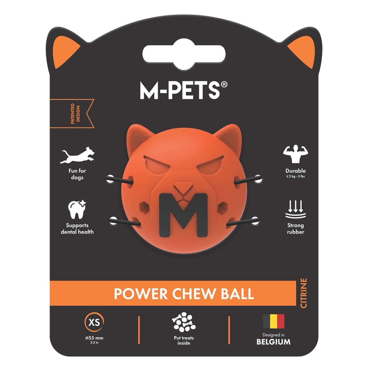 M-PETS POWER CHEW BALL KAUÇUK KÖPEK OYUNCAĞI CITRINE (XS)