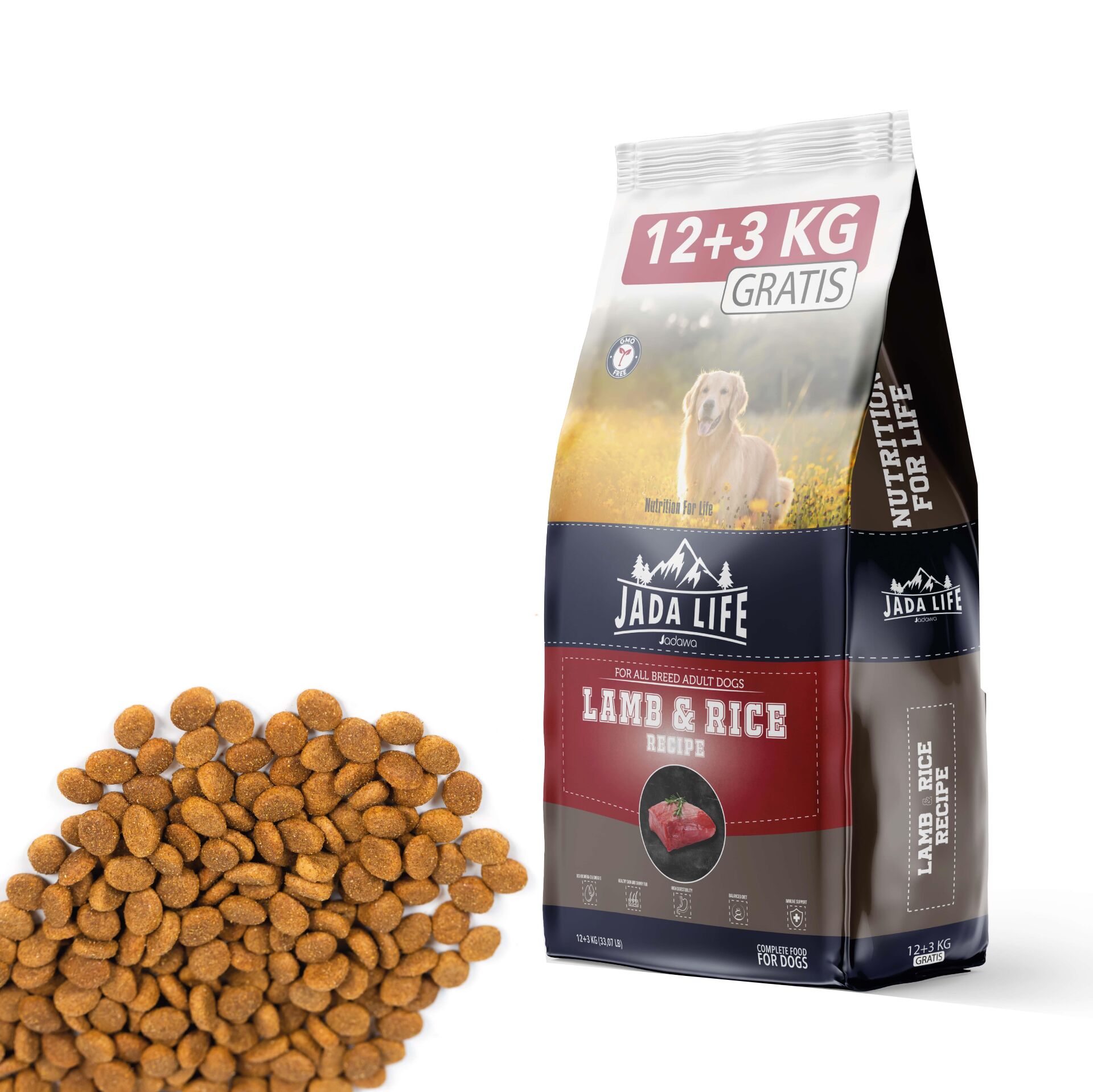 JADA LİFE KUZULU PİRİNÇLİ YETİŞKİN KÖPEK MAMASI 15KG