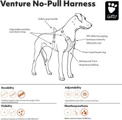 Hurtta Venture Çekme Engelleyici Göğüs Tasması 45-60 Cm Shadow