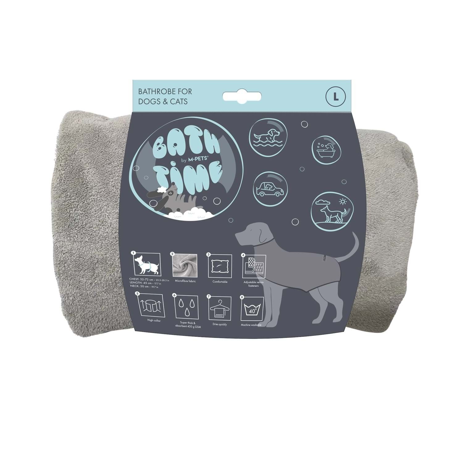 M-PETS BATH TİME KÖPEKLER İÇİN BORNOZ (L)
