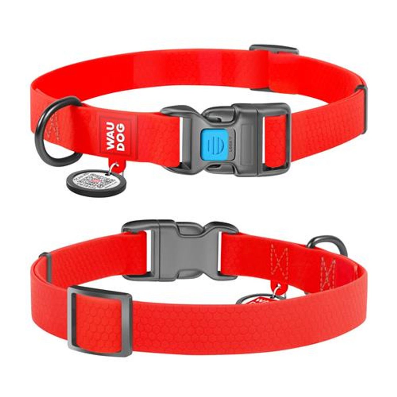 Waudog Su Geçirmez Köpek Boyun Tasması – Kırmızı, 25MM, 31–49 CM