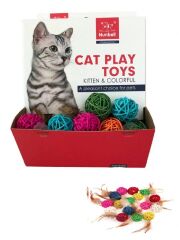 Nunbell Kedi Oyuncağı Renkli Bambu Top