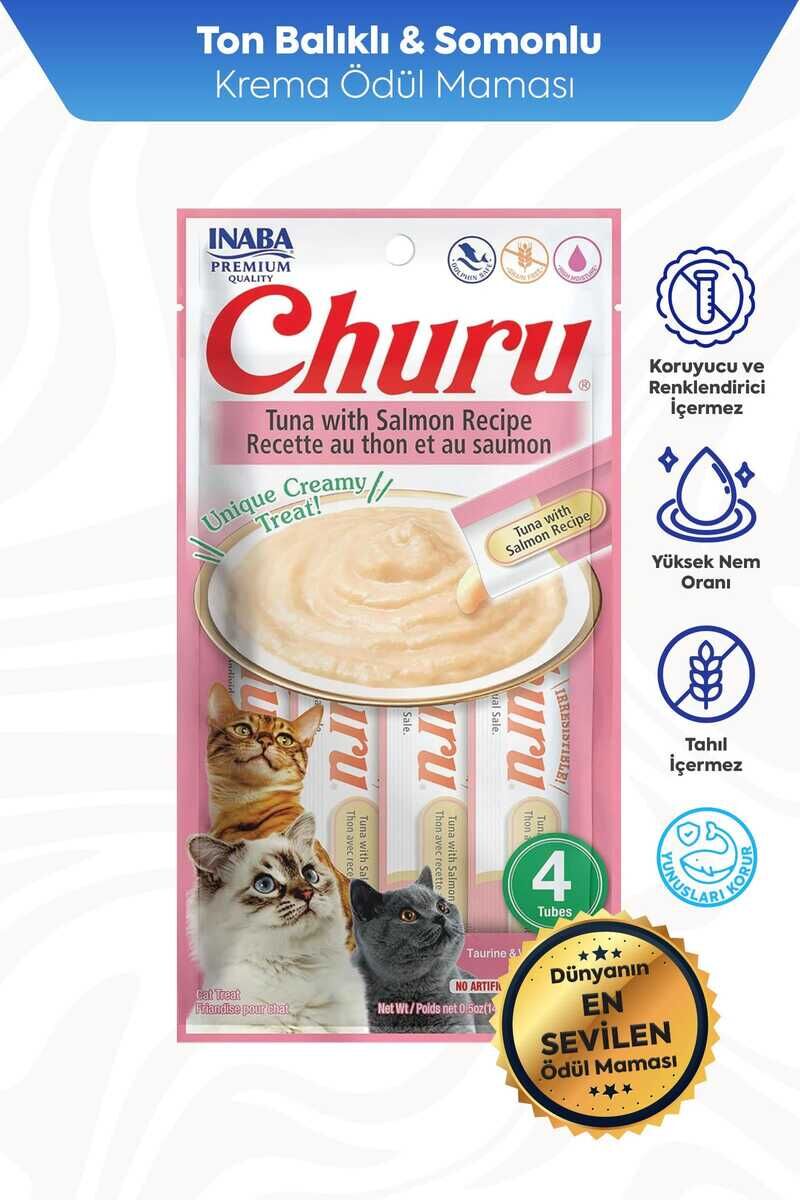 Ciao Churu Cream Ton Balıklı ve Somonlu Kedi Ödül Kreması 4 x 14 Gr