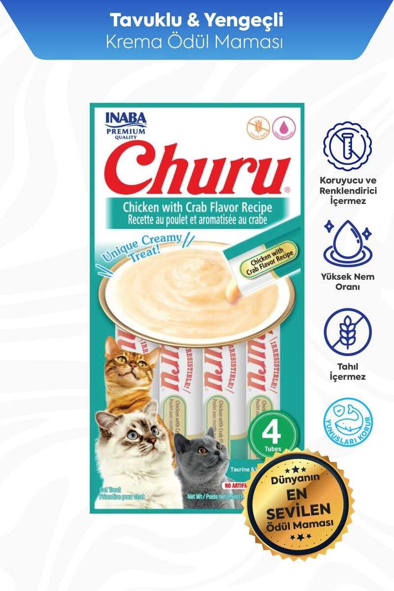 Ciao Churu Cream Tavuklu ve Yengeçli Kedi Ödül Kreması 4 x 14 Gr
